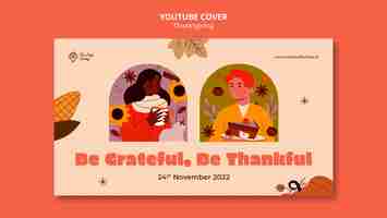 PSD gratuito plantilla de portada de youtube para celebración de acción de gracias