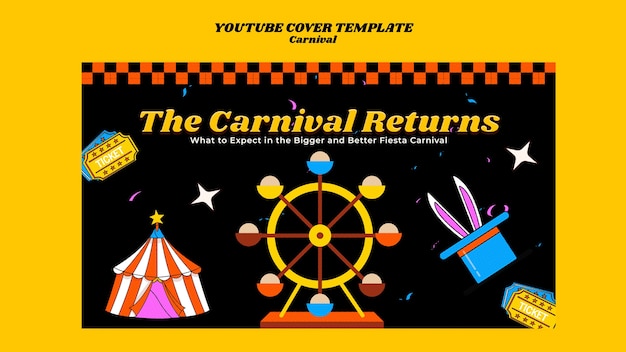 PSD gratuito plantilla de portada de youtube para la celebración del carnaval