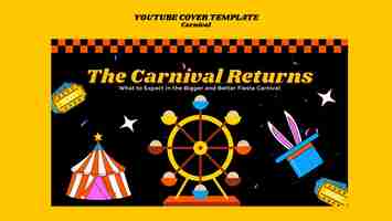 PSD gratuito plantilla de portada de youtube para la celebración del carnaval