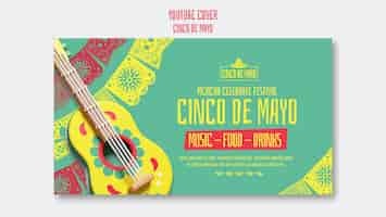 PSD gratuito plantilla de portada de youtube para la celebración del cinco de mayo