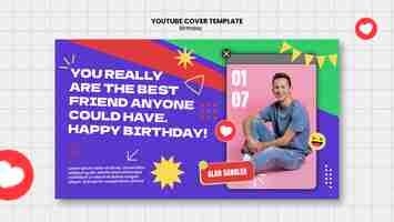 PSD gratuito plantilla de portada de youtube de celebración de cumpleaños