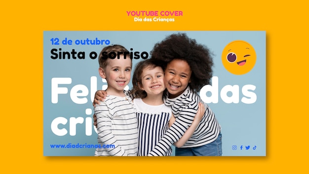 PSD gratuito plantilla de portada de youtube de celebración del dia das criancas