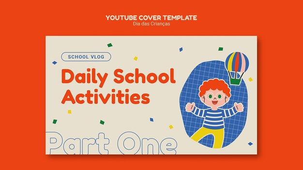 Plantilla de portada de youtube de celebración del dia das criancas