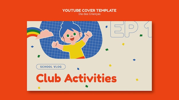 Plantilla de portada de youtube de celebración del dia das criancas
