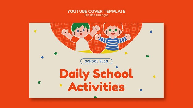 Plantilla de portada de youtube de celebración del dia das criancas