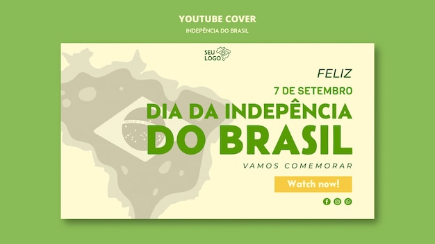 PSD gratuito plantilla de portada de youtube para la celebración del día de la independencia de brasil