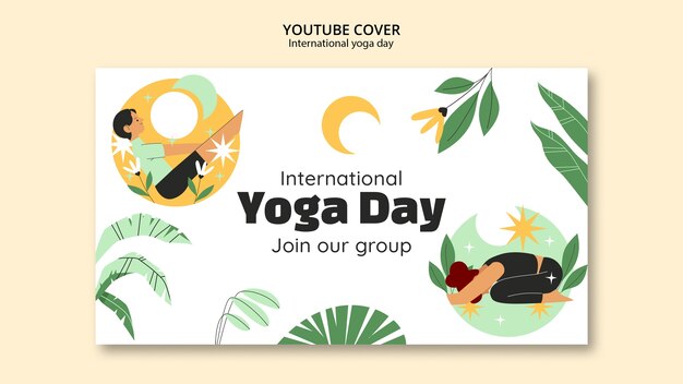 Plantilla de portada de youtube para la celebración del día internacional del yoga