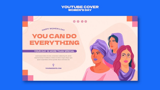 PSD gratuito plantilla de portada de youtube para la celebración del día de la mujer