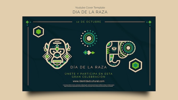 Plantilla de portada de youtube de celebración del día de la raza