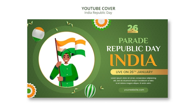 PSD gratuito plantilla de portada de youtube de celebración del día de la república