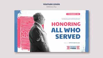 PSD gratuito plantilla de portada de youtube para la celebración del día de los veteranos de ee. uu.