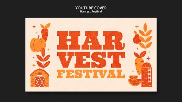 Plantilla de portada de youtube de celebración del festival de la cosecha