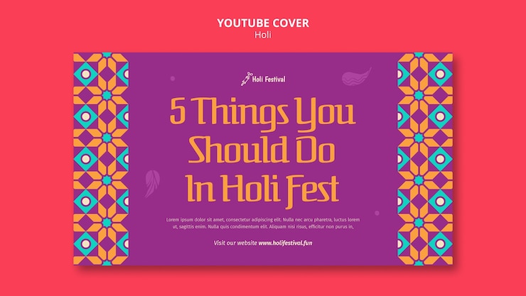 PSD gratuito plantilla de portada de youtube de celebración del festival holi