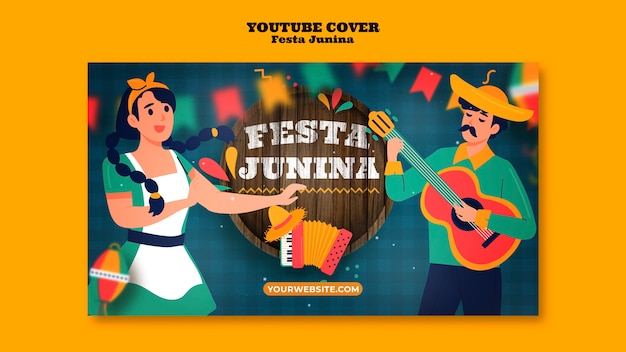 PSD gratuito plantilla de portada de youtube de celebración de fiestas juninas