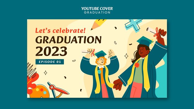 Plantilla de portada de youtube de celebración de graduación