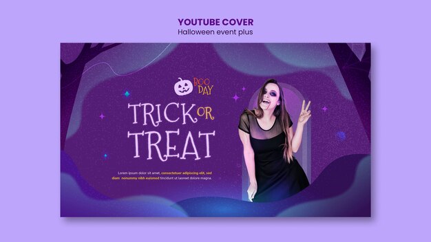 PSD gratuito plantilla de portada de youtube de celebración de halloween espeluznante