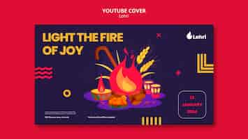 PSD gratuito la plantilla de la portada de youtube de la celebración de lohri