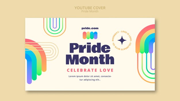 Plantilla de portada de youtube de celebración del mes del orgullo