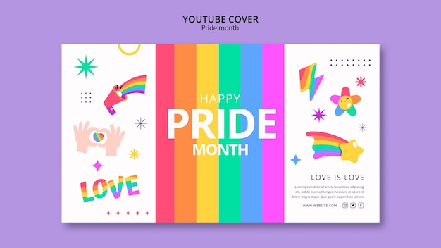 Plantilla de portada de youtube de celebración del mes del orgullo