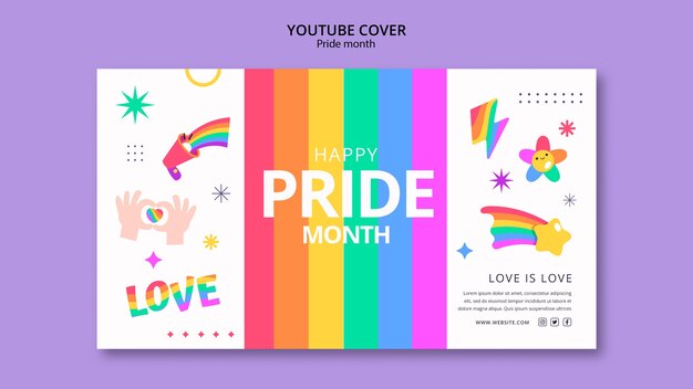 Plantilla de portada de youtube de celebración del mes del orgullo