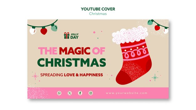 Plantilla de portada de YouTube para la celebración de Navidad