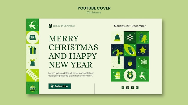 Plantilla de portada de youtube de celebración navideña