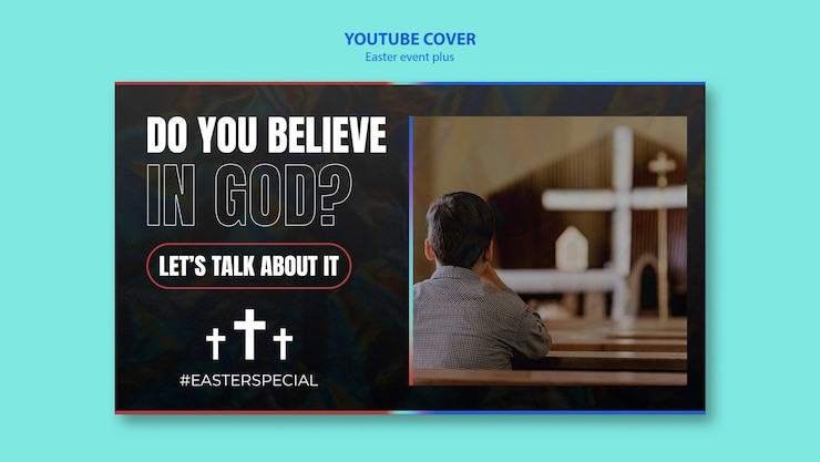 PSD gratuito plantilla de portada de youtube de celebración de pascua
