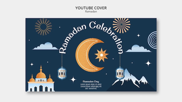 PSD gratuito plantilla de portada de youtube de celebración de ramadán