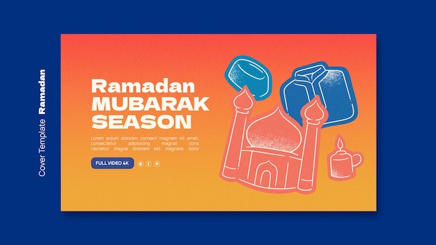 PSD gratuito la plantilla de portada de youtube para la celebración del ramadán.