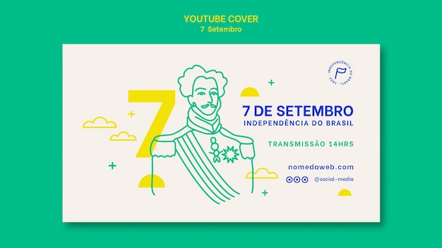 Plantilla de portada de youtube para celebración sete de setembro