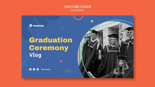 PSD gratuito plantilla de portada de youtube de ceremonia de graduación