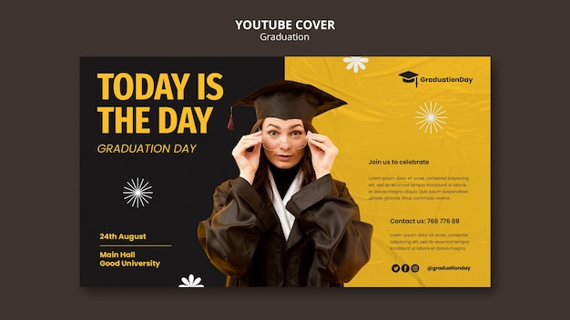PSD gratuito plantilla de portada de youtube de ceremonia de graduación