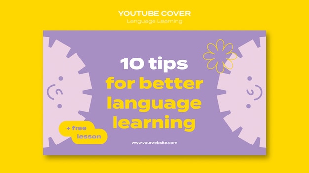 Plantilla de portada de youtube de clases de aprendizaje de idiomas