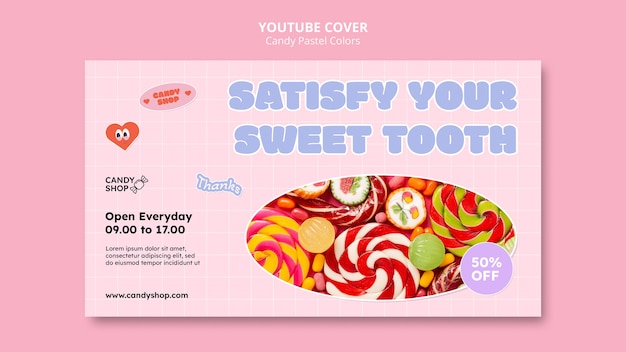 PSD gratuito plantilla de portada de youtube de colores pastel de caramelo