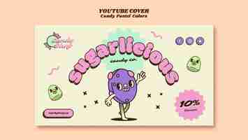 PSD gratuito plantilla de portada de youtube de colores pastel de caramelo