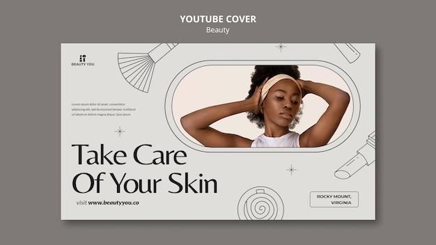 Plantilla de portada de youtube de concepto de belleza dibujada a mano