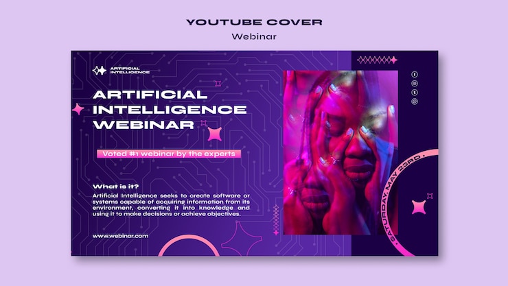PSD gratuito plantilla de portada de youtube de concepto de seminario web
