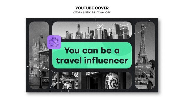 Plantilla de portada de youtube de concepto de viaje