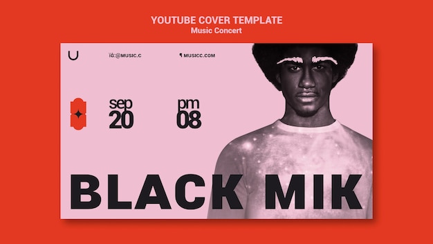 PSD gratuito plantilla de portada de youtube de concierto de música