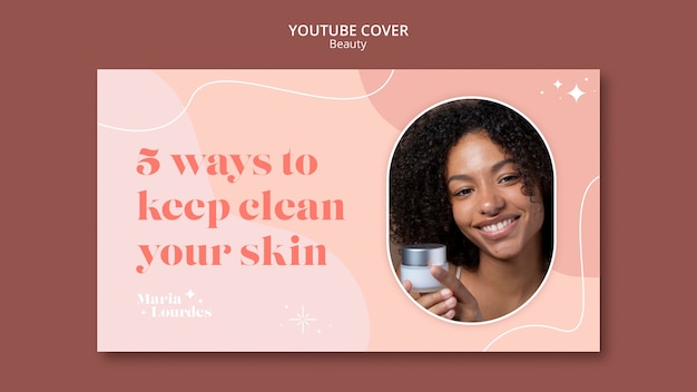 Plantilla de portada de youtube de cosméticos de belleza y cuidado de la piel