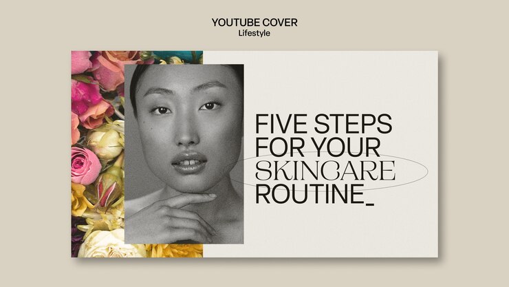 PSD gratuito plantilla de portada de youtube para cuidado de la piel y belleza.
