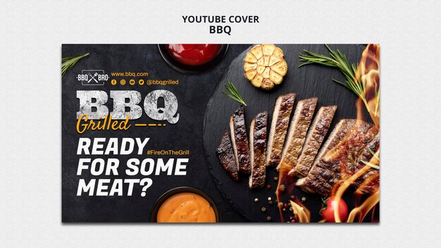 Plantilla de portada de youtube de deliciosa barbacoa