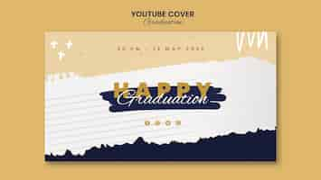 PSD gratuito plantilla de portada de youtube del día de graduación de diseño plano