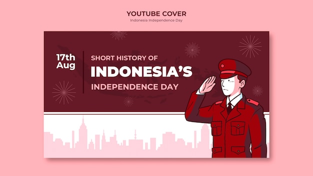 Plantilla de portada de youtube del día de la independencia de indonesia