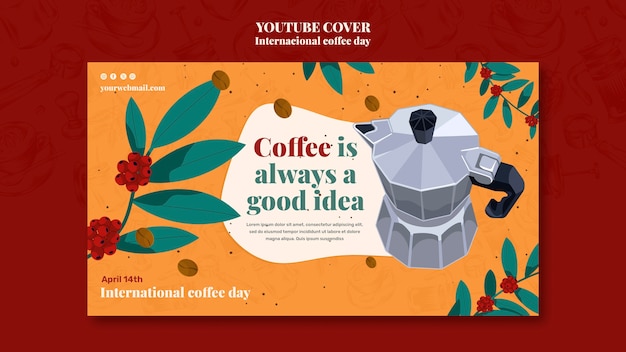 Plantilla de portada de youtube del día internacional del café