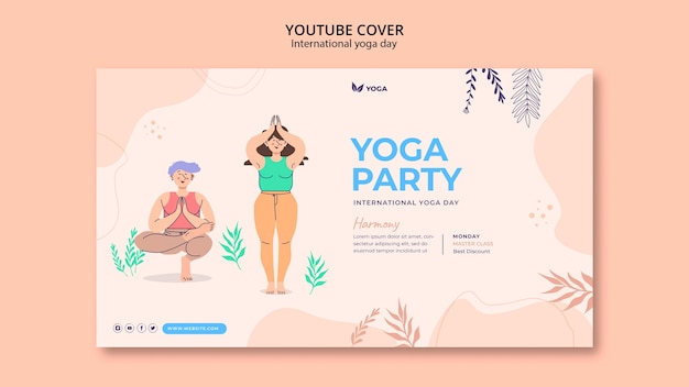 PSD gratuito plantilla de portada de youtube del día internacional del yoga