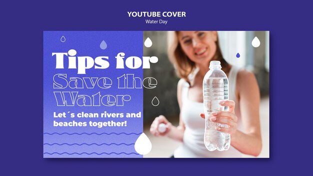 Plantilla de portada de youtube del día mundial del agua