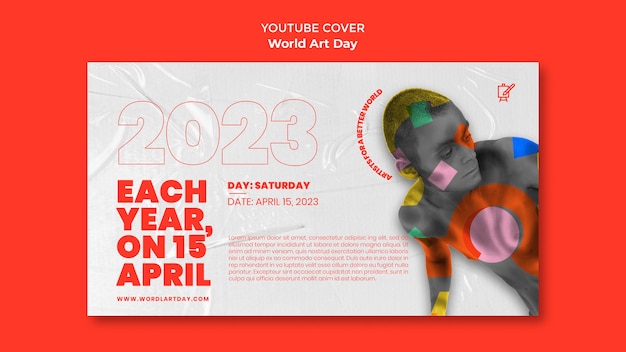 PSD gratuito plantilla de portada de youtube del día mundial del arte