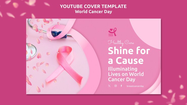 PSD gratuito plantilla de portada de youtube para el día mundial del cáncer