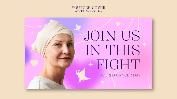 PSD gratuito plantilla de portada de youtube para el día mundial del cáncer